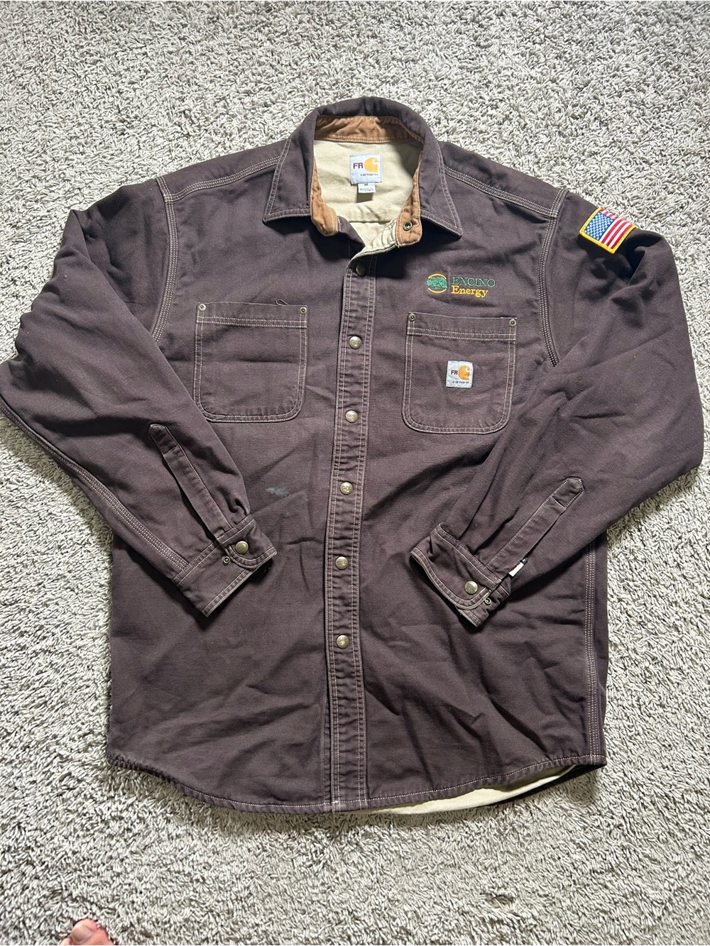 Carhartt Flame Resistant Men’s Dark Brown Button-Front Work Shirt Jacket
